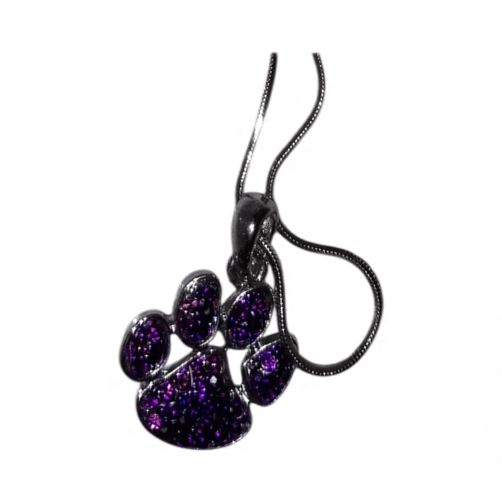 NEW Silver Dog Paw Charm Necklace Silver Plated over Stainless 18-22”chain NWT - Picture 4 of 8